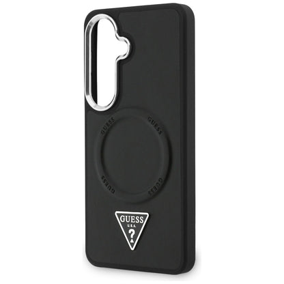 MagSafe Hülle für Samsung Galaxy S26 S942, Guess, Geprägtes Ringdreieck-Logo, Schwarz