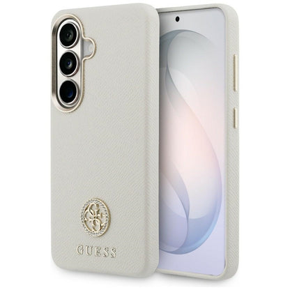 MagSafe Hülle für Samsung Galaxy S26 S942, Guess, Rhinestone Round Logo, Beige