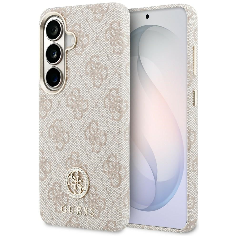 MagSafe Hülle für Samsung Galaxy S26 S942, Guess, Rhinestone Round Logo, Rosa