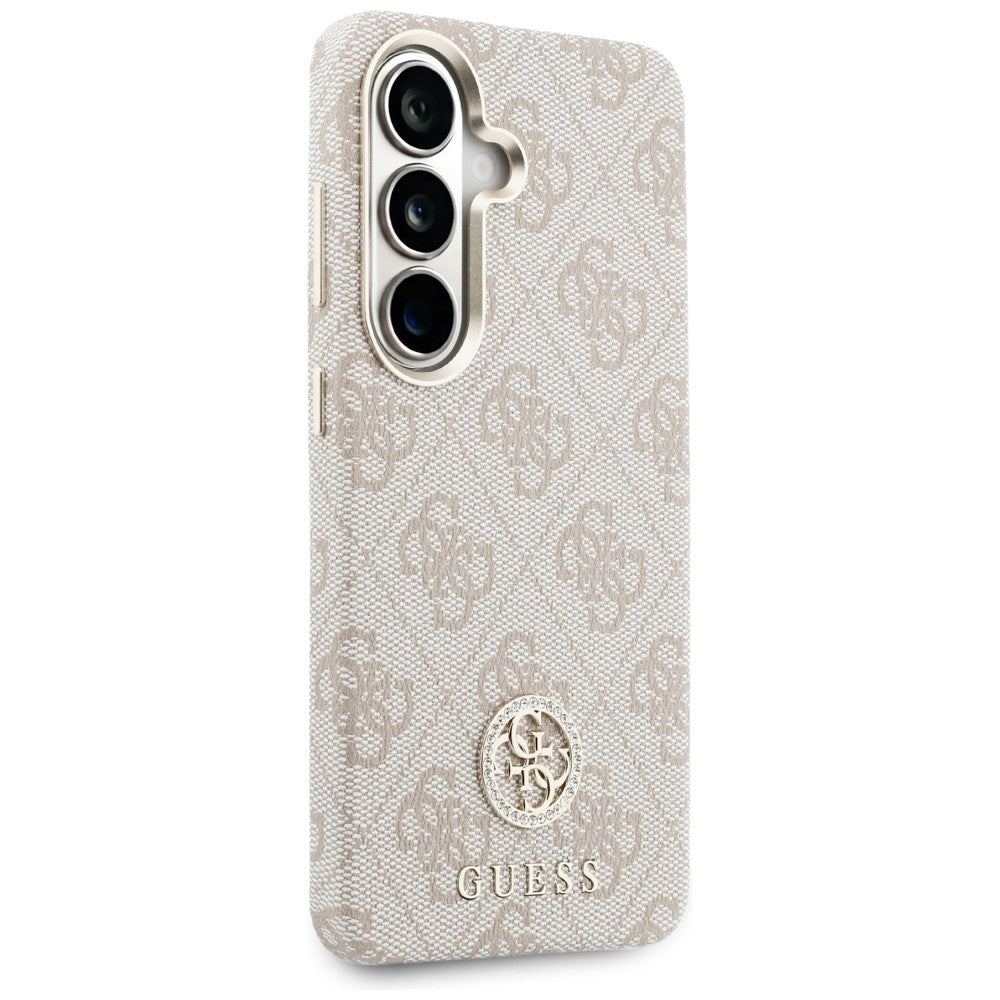MagSafe Hülle für Samsung Galaxy S26 S942, Guess, Rhinestone Round Logo, Rosa