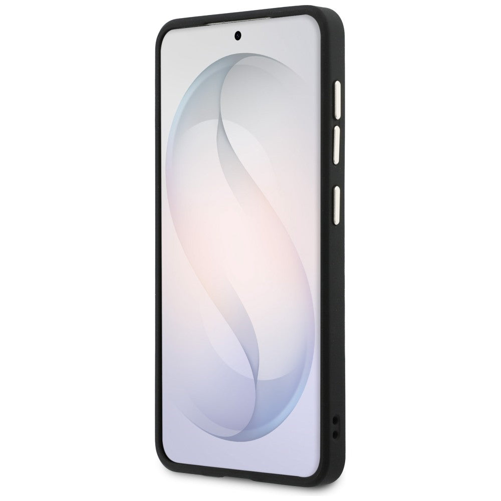 MagSafe Hülle für Samsung Galaxy S26 S942, Guess, Saffiano Peony Embossed Ring, Schwarz