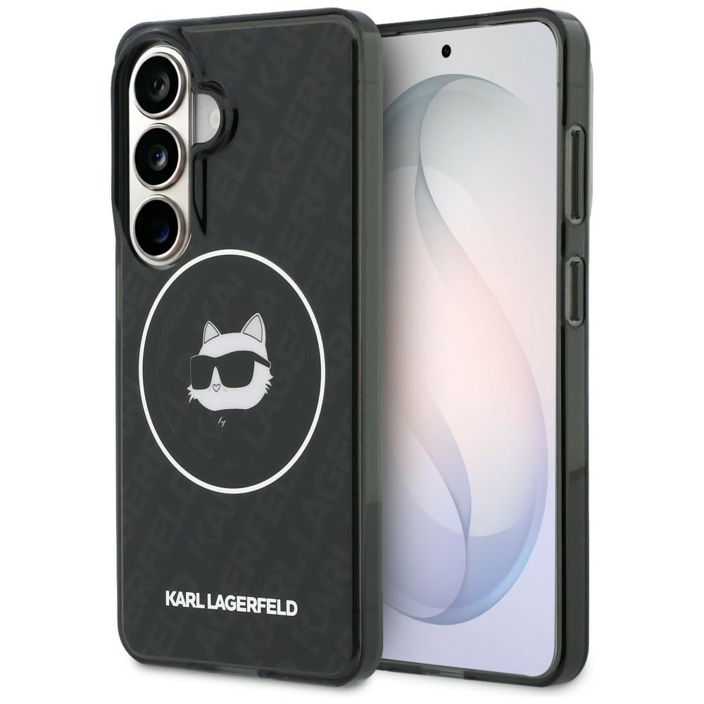 MagSafe Hülle für Samsung Galaxy S26 S942, Karl Lagerfeld, IML Choupette Head on KL Repeated Logo, Schwarz