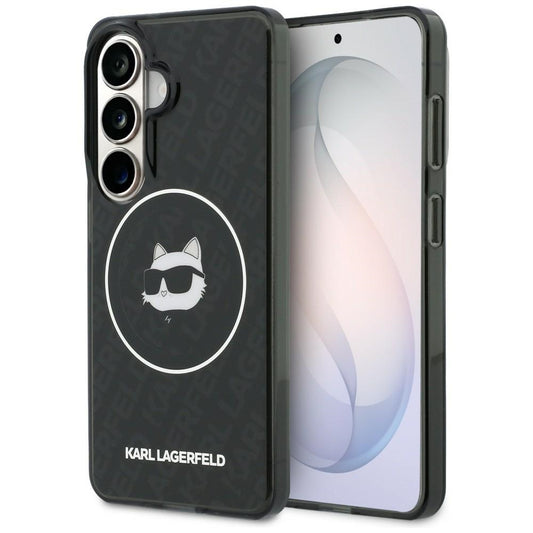 MagSafe Hülle für Samsung Galaxy S26 S942, Karl Lagerfeld, IML Choupette Head on KL Repeated Logo, Schwarz