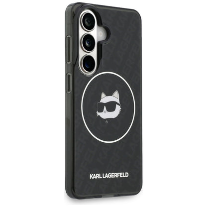 MagSafe Hülle für Samsung Galaxy S26 S942, Karl Lagerfeld, IML Choupette Head on KL Repeated Logo, Schwarz