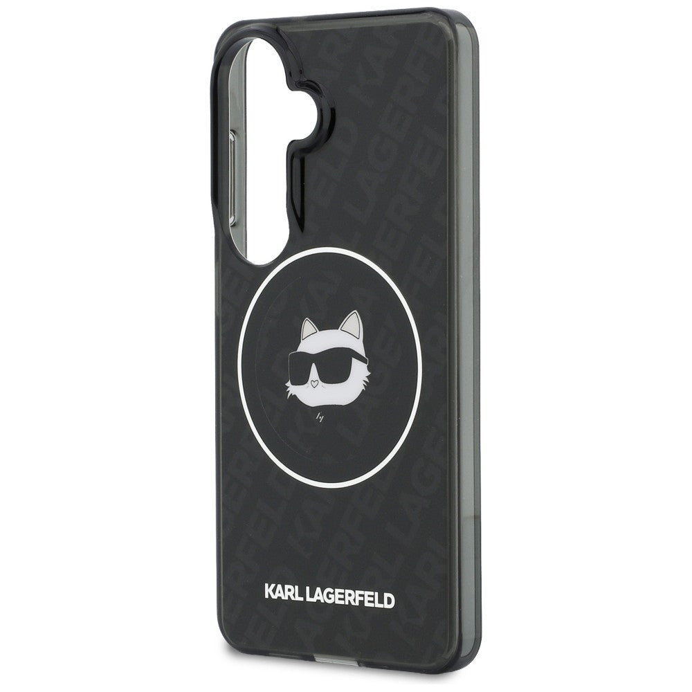 MagSafe Hülle für Samsung Galaxy S26 S942, Karl Lagerfeld, IML Choupette Head on KL Repeated Logo, Schwarz