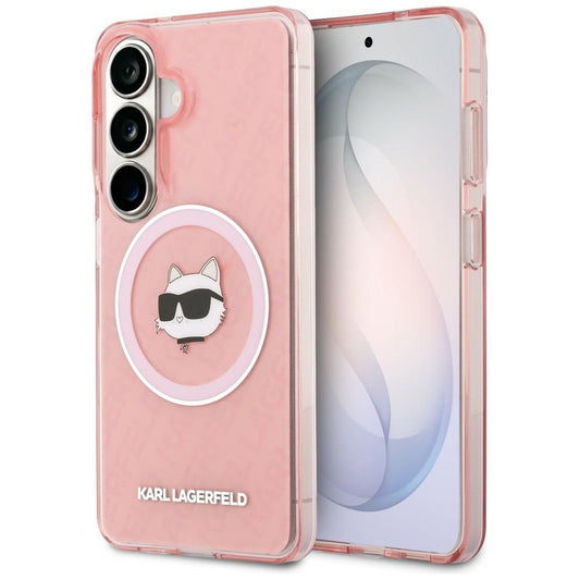 MagSafe Hülle für Samsung Galaxy S26 S942, Karl Lagerfeld, IML Choupette Head on KL Repeated Logo, Rosa