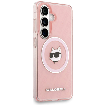 MagSafe Hülle für Samsung Galaxy S26 S942, Karl Lagerfeld, IML Choupette Head on KL Repeated Logo, Rosa