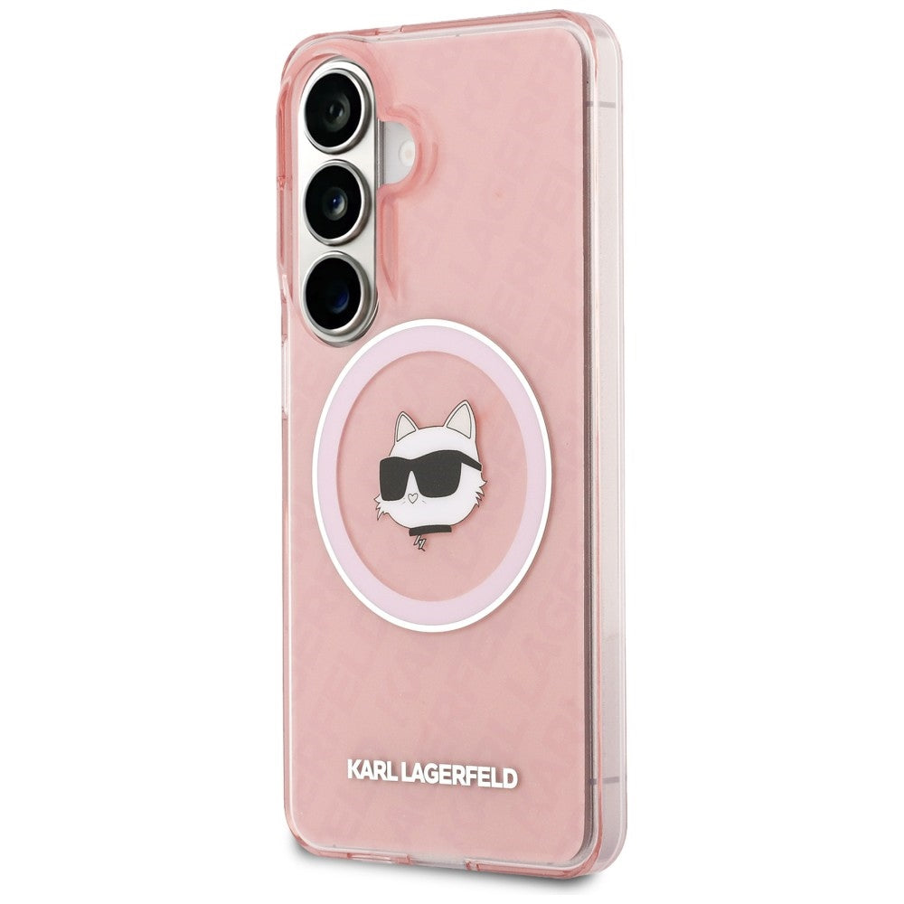 MagSafe Hülle für Samsung Galaxy S26 S942, Karl Lagerfeld, IML Choupette Head on KL Repeated Logo, Rosa