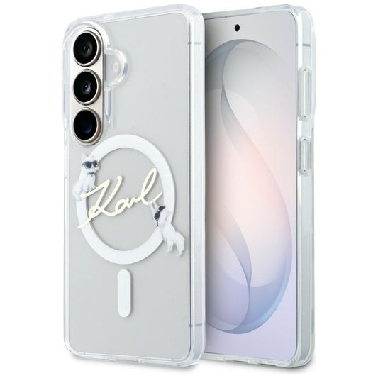 MagSafe-Hülle für Samsung Galaxy S26 S942, Karl Lagerfeld, IML Choupette Karl Script Logo, Weiß