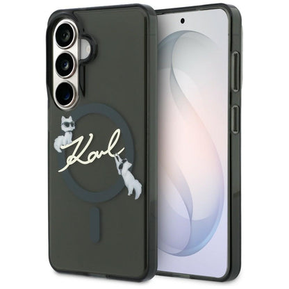 MagSafe-Hülle für Samsung Galaxy S26 S942, Karl Lagerfeld, IML Choupette Karl Script Logo, Schwarz