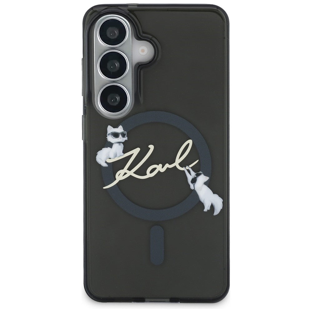MagSafe-Hülle für Samsung Galaxy S26 S942, Karl Lagerfeld, IML Choupette Karl Script Logo, Schwarz