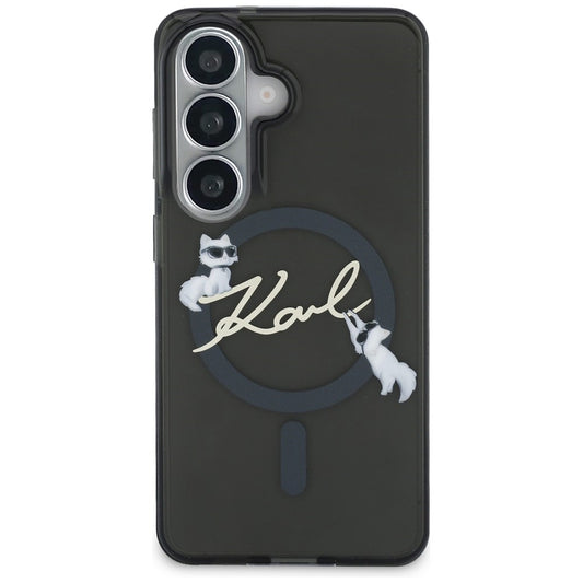 MagSafe-Hülle für Samsung Galaxy S26 S942, Karl Lagerfeld, IML Choupette Karl Script Logo, Schwarz