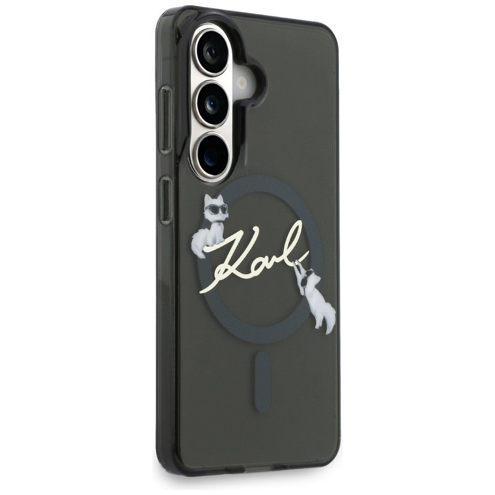 MagSafe-Hülle für Samsung Galaxy S26 S942, Karl Lagerfeld, IML Choupette Karl Script Logo, Schwarz