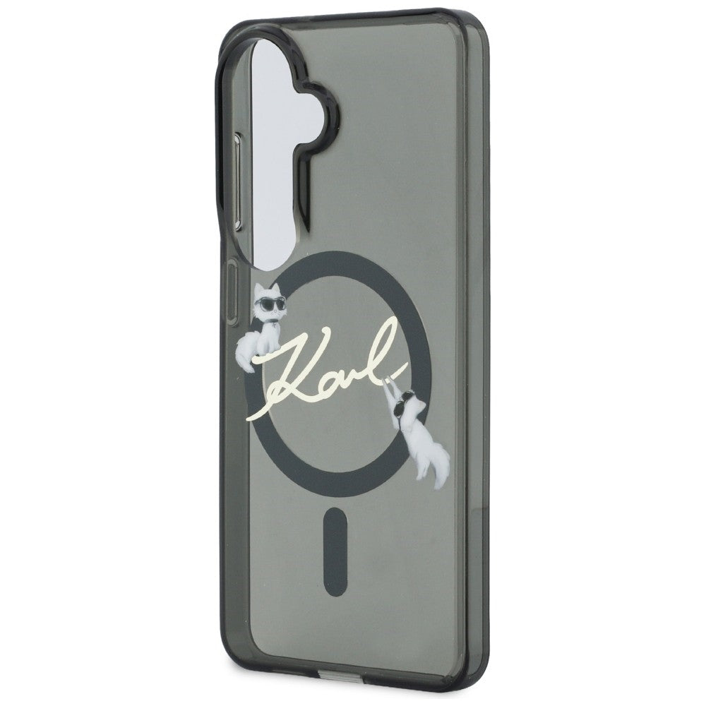 MagSafe-Hülle für Samsung Galaxy S26 S942, Karl Lagerfeld, IML Choupette Karl Script Logo, Schwarz