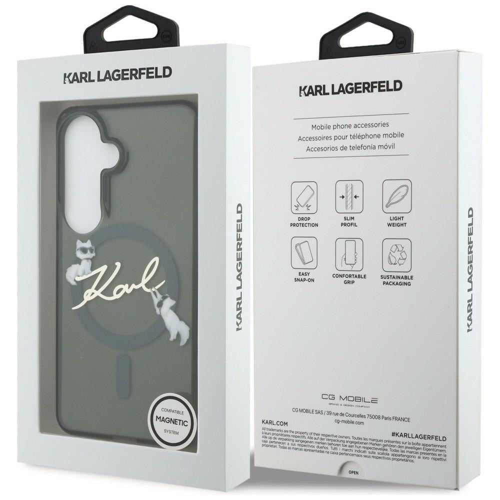 MagSafe-Hülle für Samsung Galaxy S26 S942, Karl Lagerfeld, IML Choupette Karl Script Logo, Schwarz