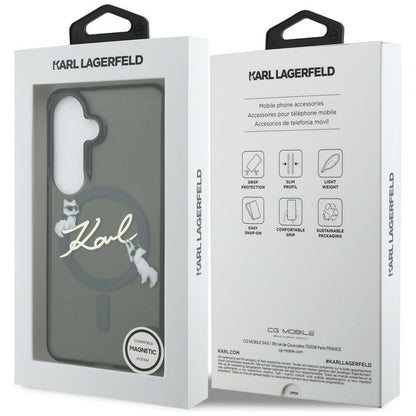 MagSafe-Hülle für Samsung Galaxy S26 S942, Karl Lagerfeld, IML Choupette Karl Script Logo, Schwarz