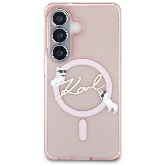 MagSafe-Hülle für Samsung Galaxy S26 S942, Karl Lagerfeld, IML Choupette Karl Script Logo, Rosa
