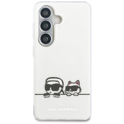 MagSafe Hülle für Samsung Galaxy S26 S942, Karl Lagerfeld, IML Karl & Choupette Peekaboo Logo, Weiß