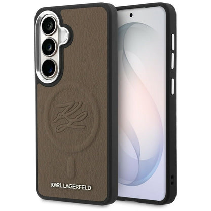 MagSafe Hülle für Samsung Galaxy S26 S942, Karl Lagerfeld, Initial Logo Debossed, Braun