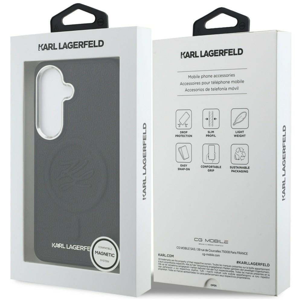 MagSafe Case for Samsung Galaxy S26 S942, Karl Lagerfeld, Initial Logo Debossed, Black