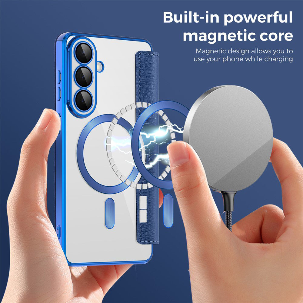 MagSafe Hülle für Samsung Galaxy S26, Techsuit, SmartMag Book, Blau