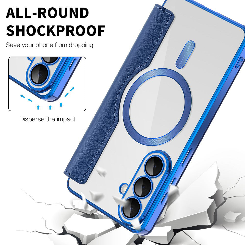 MagSafe Hülle für Samsung Galaxy S26, Techsuit, SmartMag Book, Blau