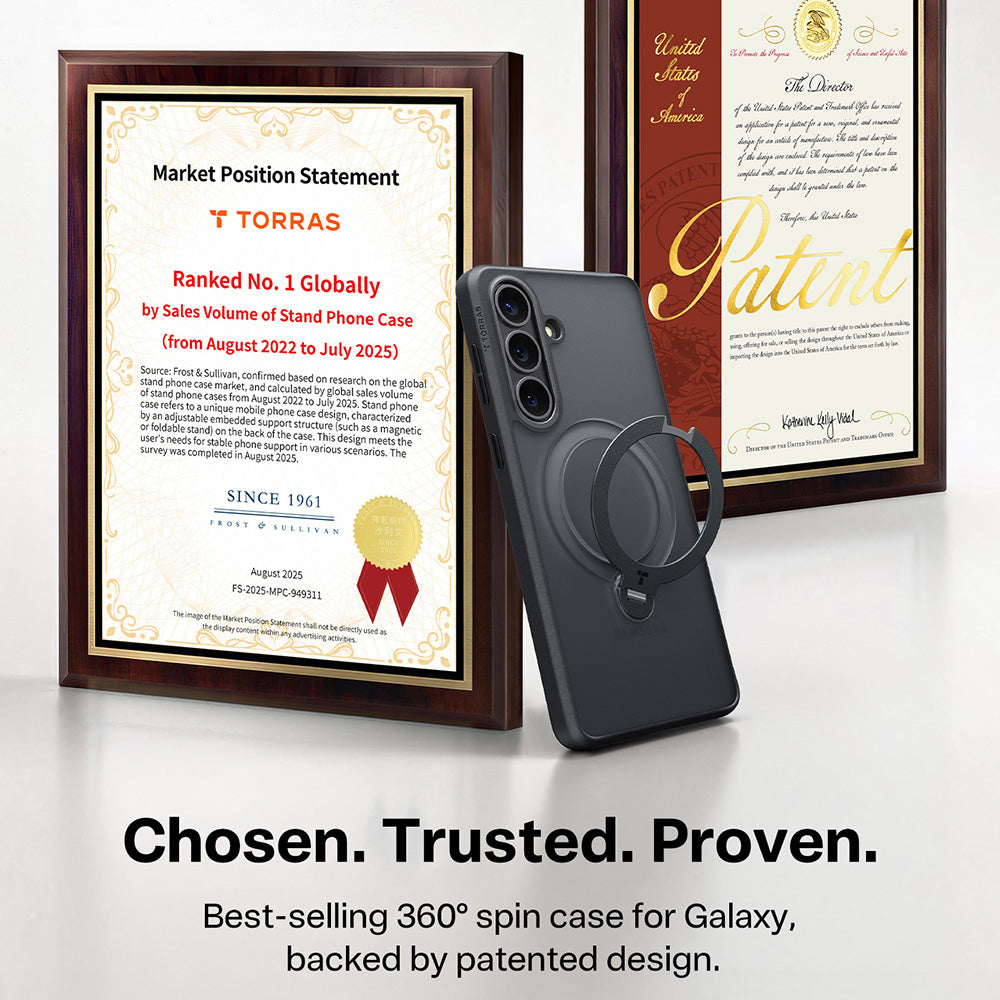 MagSafe Hülle für Samsung Galaxy S26, Torras, Ostand Spin, Schwarz