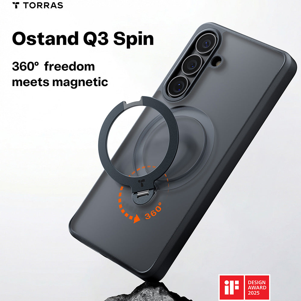 MagSafe Hülle für Samsung Galaxy S26, Torras, Ostand Spin, Schwarz