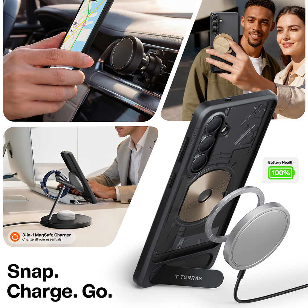 MagSafe Hülle für Samsung Galaxy S26, Torras, Pstand, Schwarz