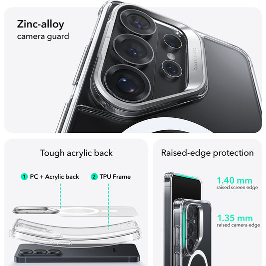 MagSafe Hülle für Samsung Galaxy S26 Ultra, ESR, Classic Hybrid Kickstand, Transparent