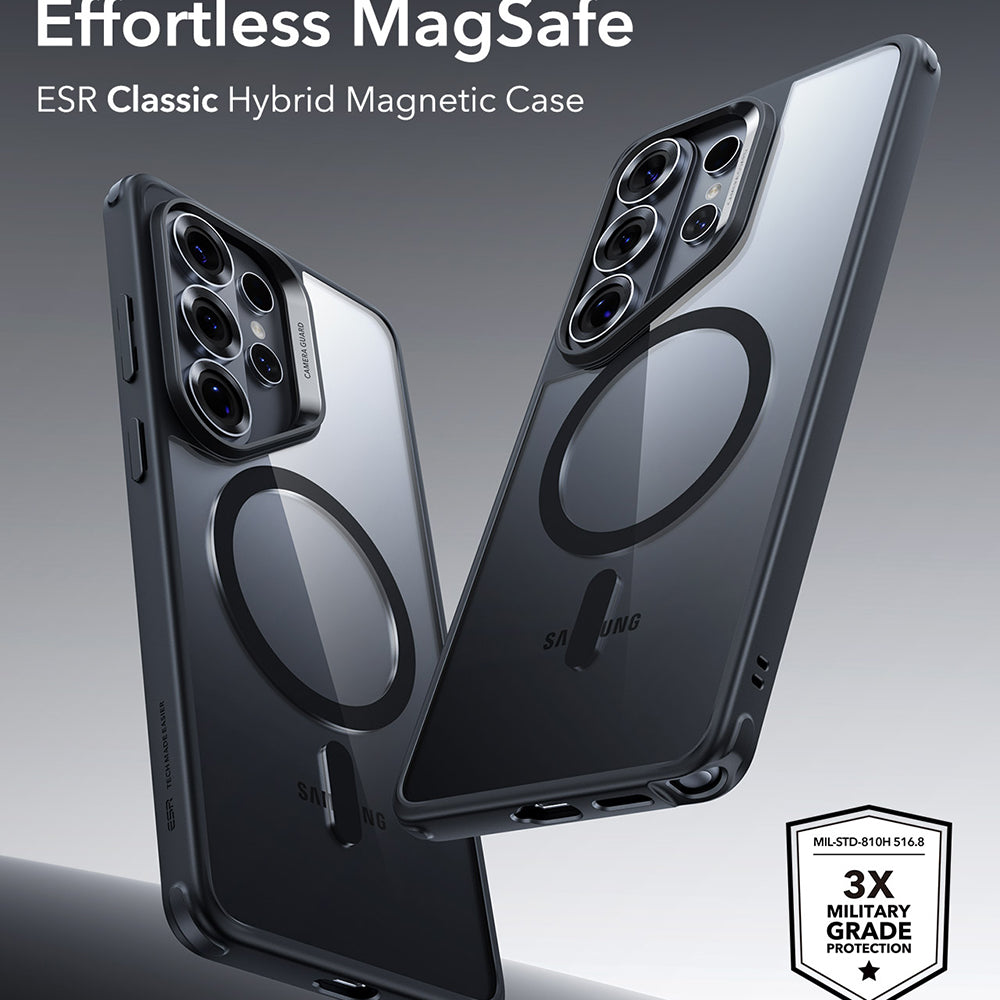 MagSafe Hülle für Samsung Galaxy S26 Ultra, ESR, Classic Hybrid, Schwarz Transparent
