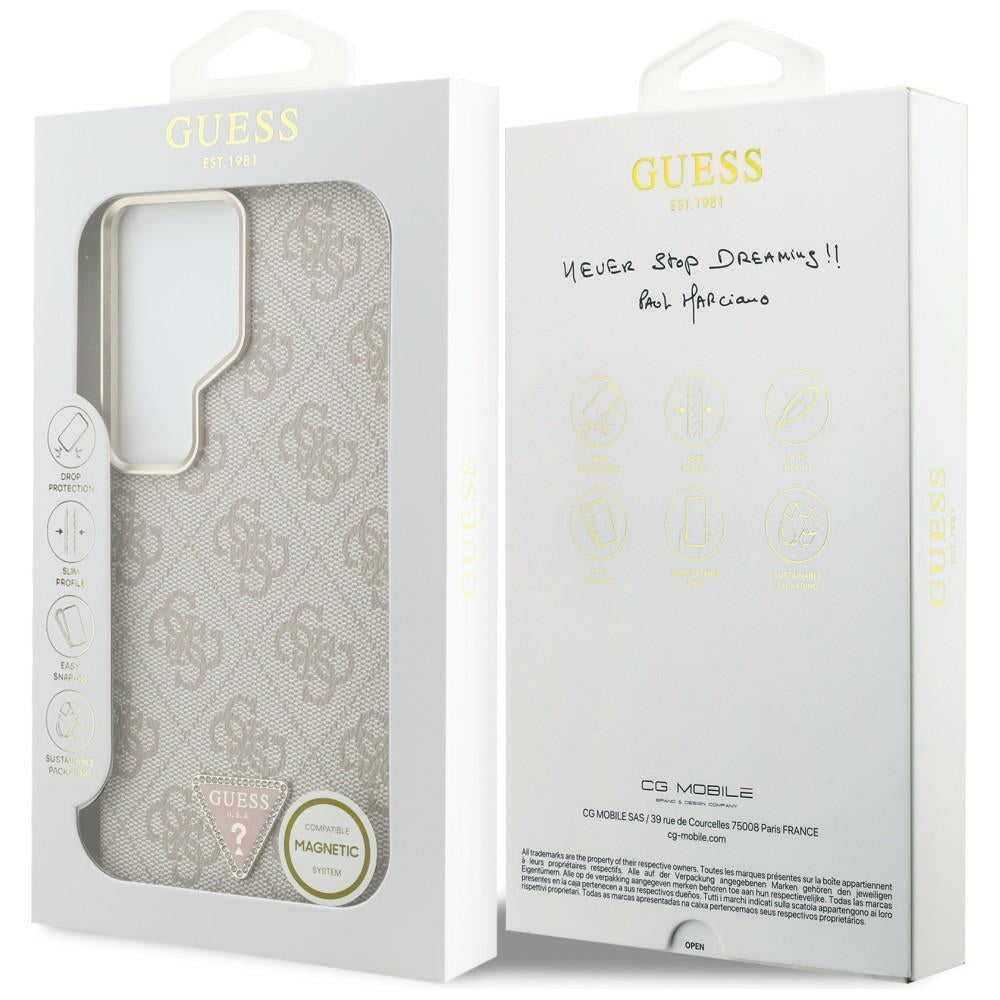 MagSafe Hülle für Samsung Galaxy S26 Ultra S948, Guess, 4G Triangle Logo, Rosa