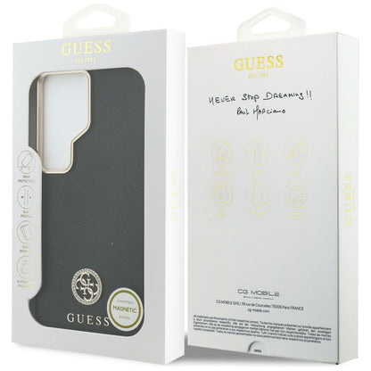 MagSafe Hülle für Samsung Galaxy S26 Ultra S948, Guess, Rhinestone Round Logo, Schwarz