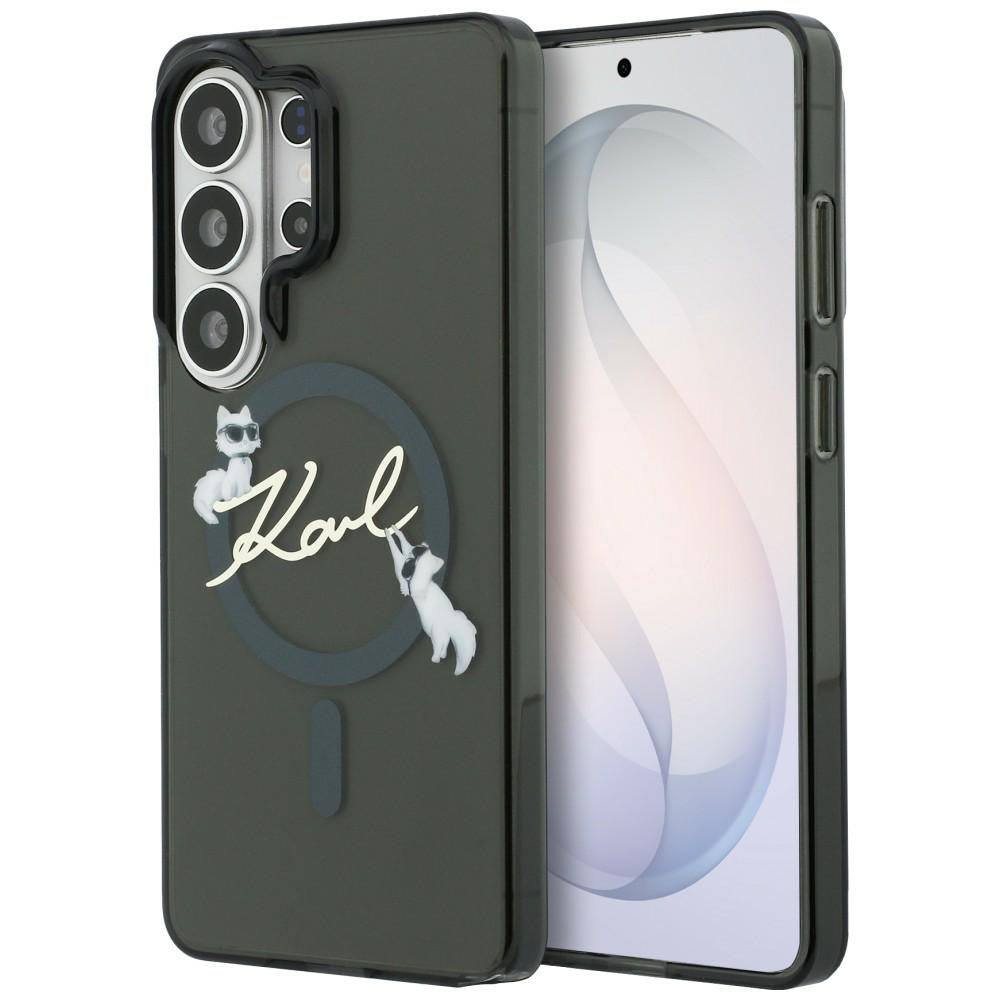 MagSafe Hülle für Samsung Galaxy S26 Ultra S948, Karl Lagerfeld, IML Choupette Karl Script Logo, Schwarz
