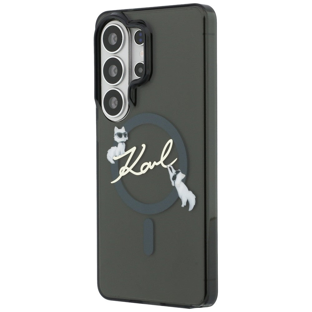 MagSafe Hülle für Samsung Galaxy S26 Ultra S948, Karl Lagerfeld, IML Choupette Karl Script Logo, Schwarz