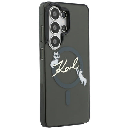 MagSafe Hülle für Samsung Galaxy S26 Ultra S948, Karl Lagerfeld, IML Choupette Karl Script Logo, Schwarz