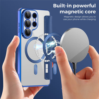 MagSafe Hülle für Samsung Galaxy S26 Ultra, Techsuit, SmartMag Book, Blau