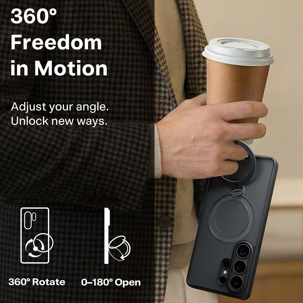 MagSafe Hülle für Samsung Galaxy S26 Ultra, Torras, Ostand Spin, Schwarz