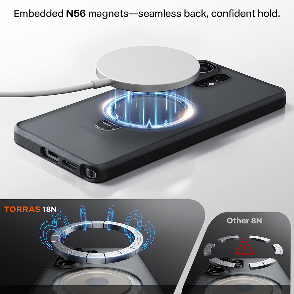 MagSafe Hülle für Samsung Galaxy S26 Ultra, Torras, Ostand Spin, Schwarz