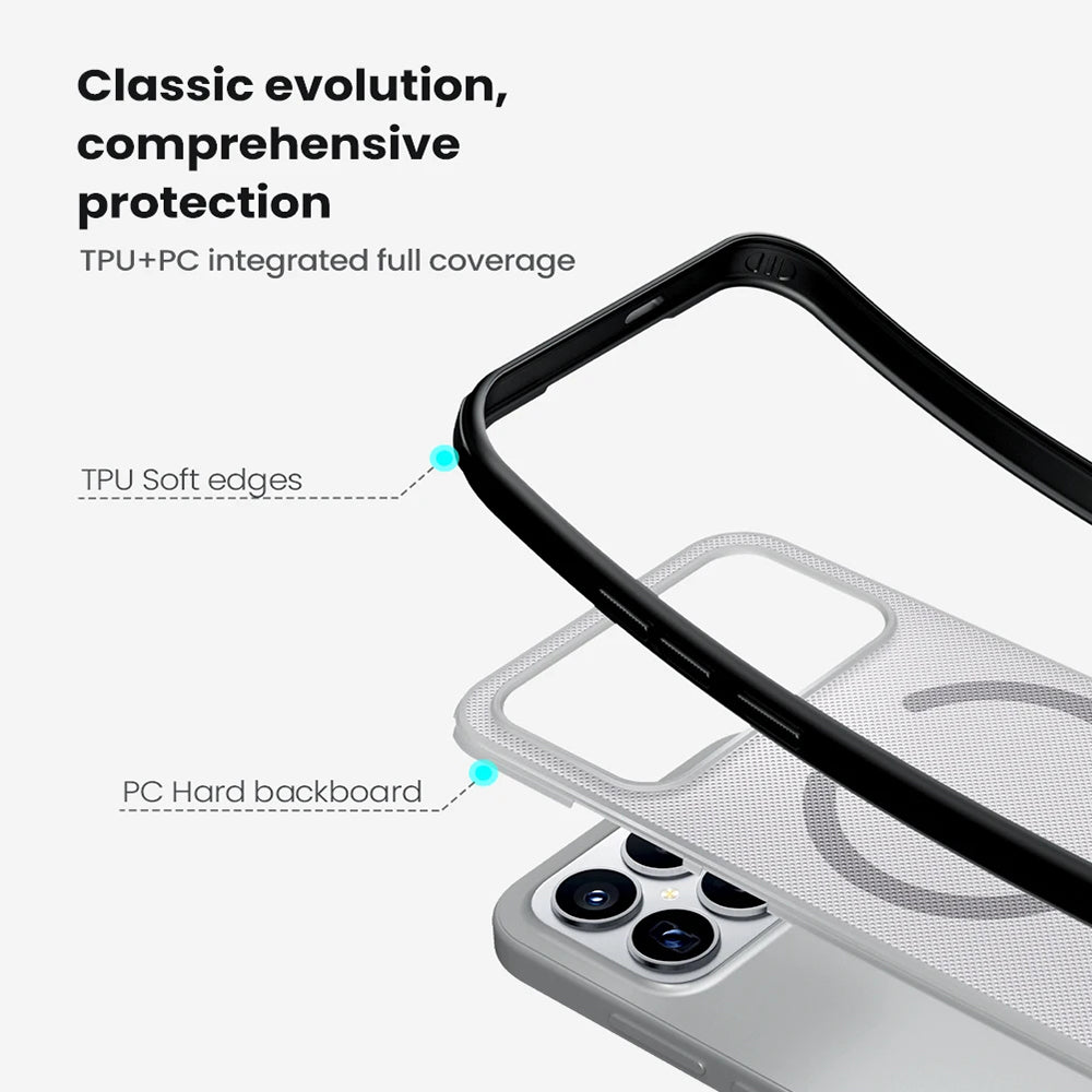 MagSafe-Hülle für Xiaomi Poco F8 Ultra, Nillkin, Super Shield Pro, Schwarz Transparent