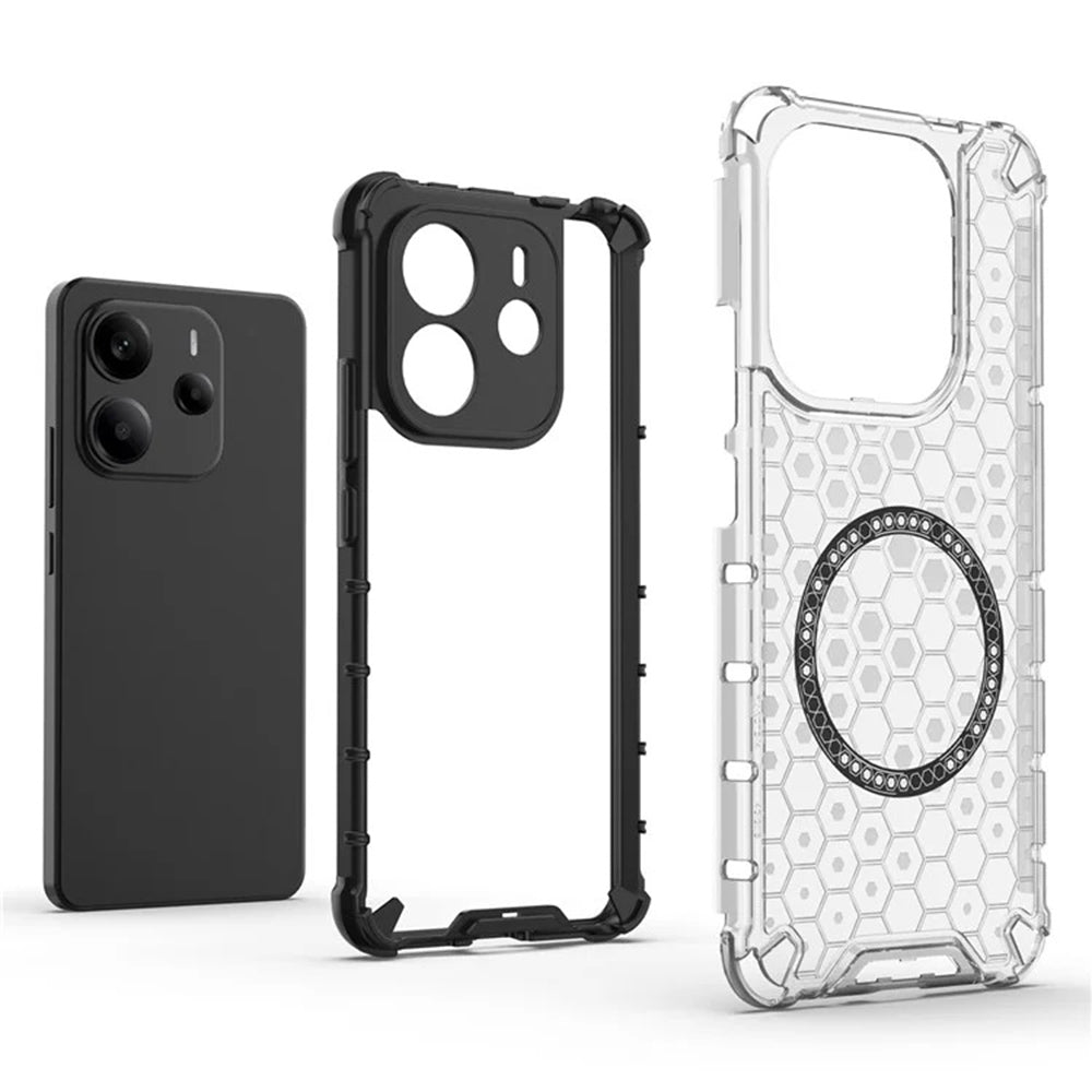 MagSafe-Hülle für Xiaomi Redmi Note 14 4G (Regional), Techsuit, HoneyComb Shield, Weiß