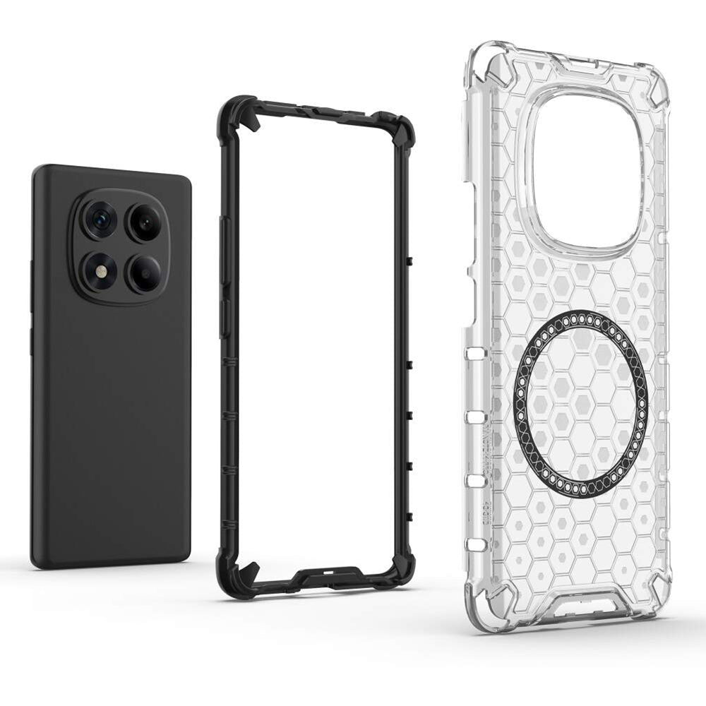 MagSafe-Hülle für Xiaomi Redmi Note 14 Pro 4G, Techsuit, HoneyComb Shield, Schwarz