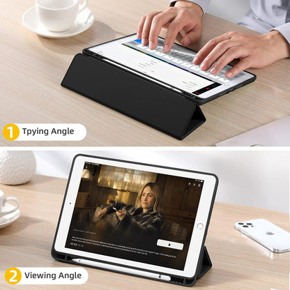Hülle für Apple iPad 10.2 (2021) / 10.2 (2020) / 10.2 (2019), Techsuit, Flex Trifold, Schwarz