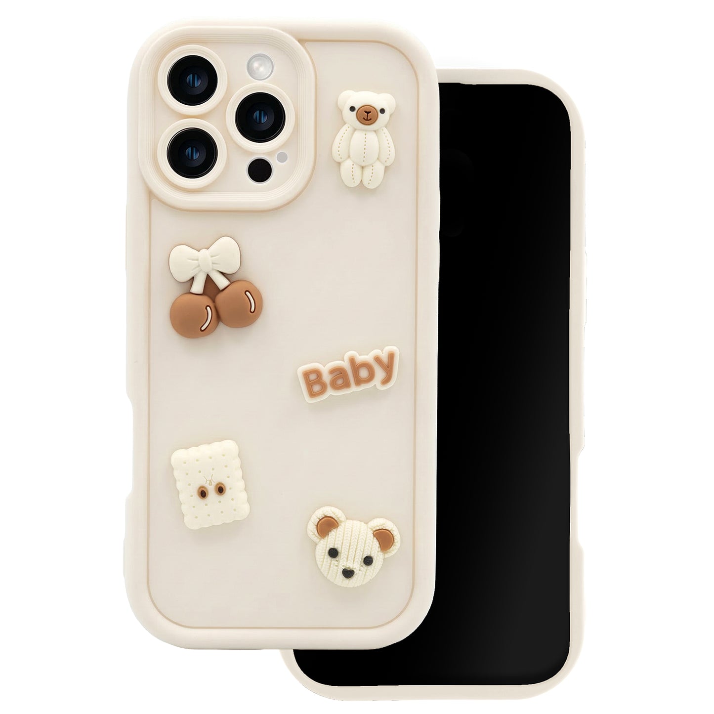 Hülle für Apple iPhone 13, OEM, Ultra Trendy 3D Bear, Beige