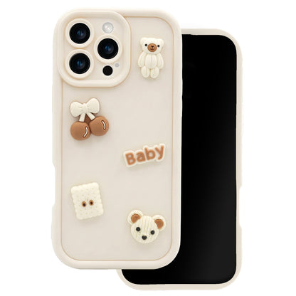 Hülle für Apple iPhone 13, OEM, Ultra Trendy 3D Bear, Beige
