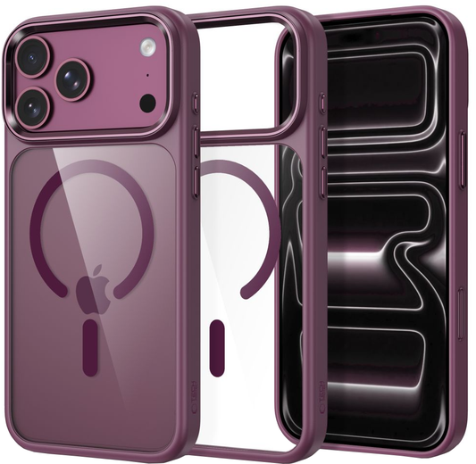 Hülle für Apple iPhone 18 Pro / 17 Pro, Tech-Protect, Magmat CC, Transparentes Burgunderrot