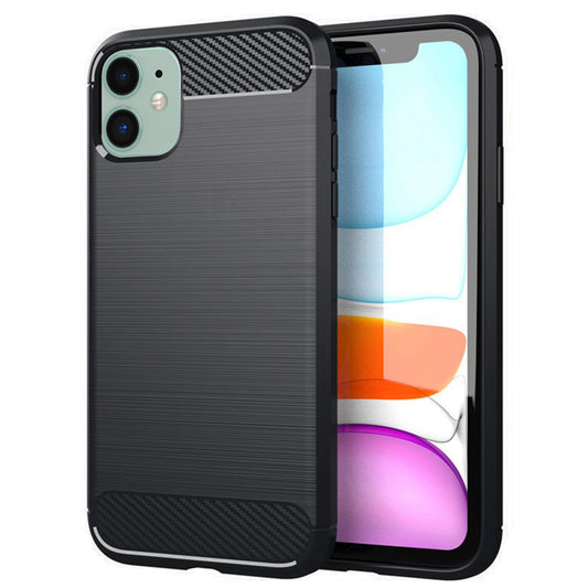 Hülle für Apple iPhone 11, Techsuit, Carbon, Schwarz