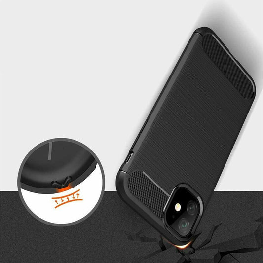 Hülle für Apple iPhone 12 / 12 Pro, Techsuit, Carbon, Schwarz