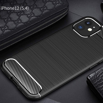 Hülle für Apple iPhone 12 mini, Techsuit, Carbon, Schwarz