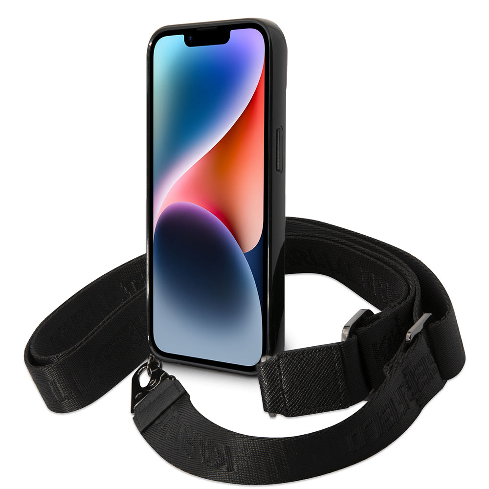 Case for Apple iPhone 14, Karl Lagerfeld, Color Stripes with Strap, Pink